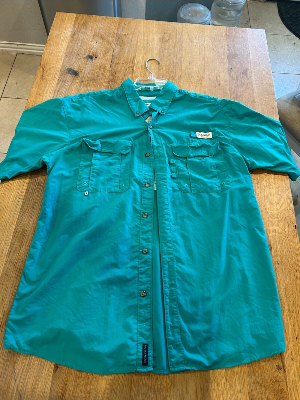 Magellan Outdoors Teal Short-Sleeve Button-Up Fishing Shirt
